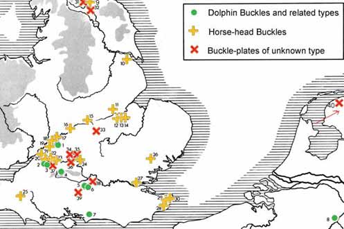 Zoomorphic British Buckles with narrow, long hinged plates