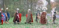 The file of soldiers marches off, at a fairly quick Sin - Dex - Sin... . 