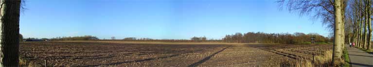 A panoramic shot looking north from the Marsdijk to the site of the old Castellum Fectio..