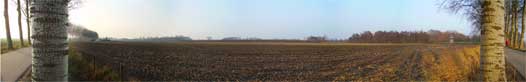 A panoramic shot looking north from the Marsdijk to the site of the old Castellum Fectio..