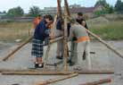 The scouts setting up the catapult.
