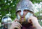 The fierce helmet of a Germanic federate..