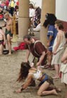 It's a good thing the slave-holder had a strong leash!