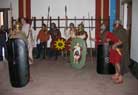 Forced indoors, the members of Legio I Germanica performed their show at close range to the public.