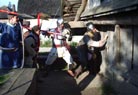 only to be driven back into the houses of the village