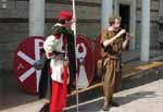 Entertainment all the way - flutes, pipes and other old instruments. Noel of Corbvlo playing his 'Tibetan highland reed'.