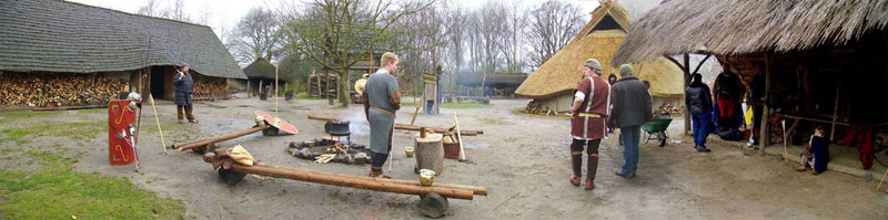 The Batavian village, or rather part of the Iron Age houses at the HOME museum, a perfect location for this venue.