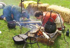 Setting up camp - the Franks making a living space in the dunes.