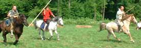 German cavalry in action, gaining speed and heading straight for the shield-wall of their fellow-tribesmen..