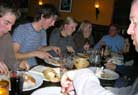 Jef and Tom Pinceel, Annika Devroe, at the head of the table (wearing a blue sweater) Jurgen Schultz