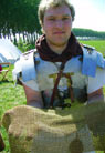 Jurjenius proudly shows his very neat hamata.