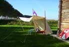 The tent billowing in the wind - a good shelter.