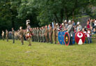 .. and they all line up to be inspected by the fort commander for the morning roll call.