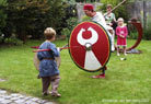 ..and later we fight a bit in the garden, to the delight of the visitors.