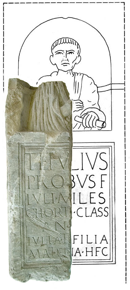 Funeral monument of Tiberius Julius Probus, found in Houten, The Netherlands.